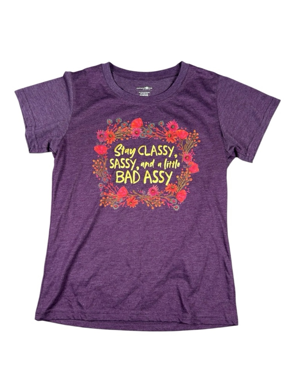 Natural Life Women's Purple Graphic T-Shirt Stay Classy Sassy Badassy - SM - Picture 3 of 7